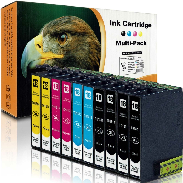 Kompatibel 10er Set Epson Gänseblümchen, T1816, 18XL, C13T18164010 Druckerpatronen Tinte alle Farben von D&C