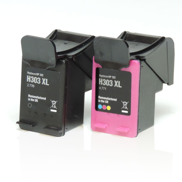 Kompatibel 2er Set HP 303XL BK T6N04AE + 303XL C T6N03AE...