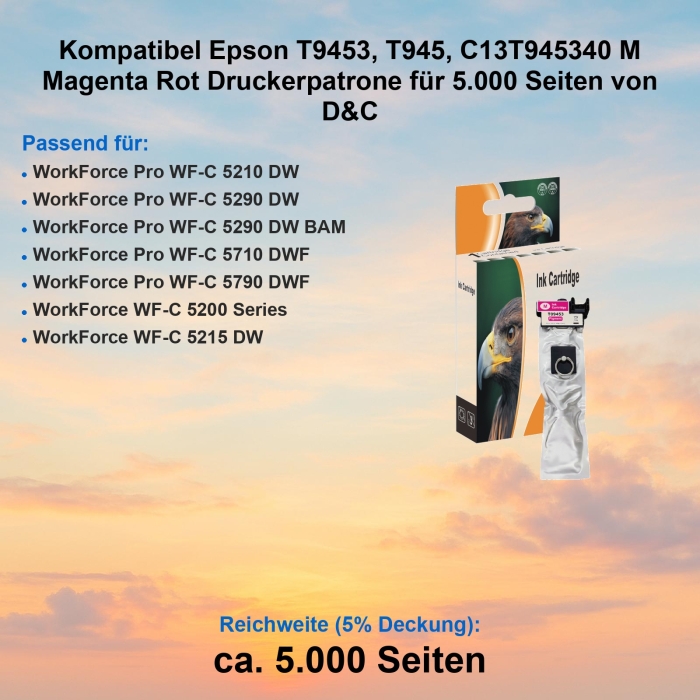 Kompatibel Epson T9453, T945, C13T945340 M Magenta Rot...