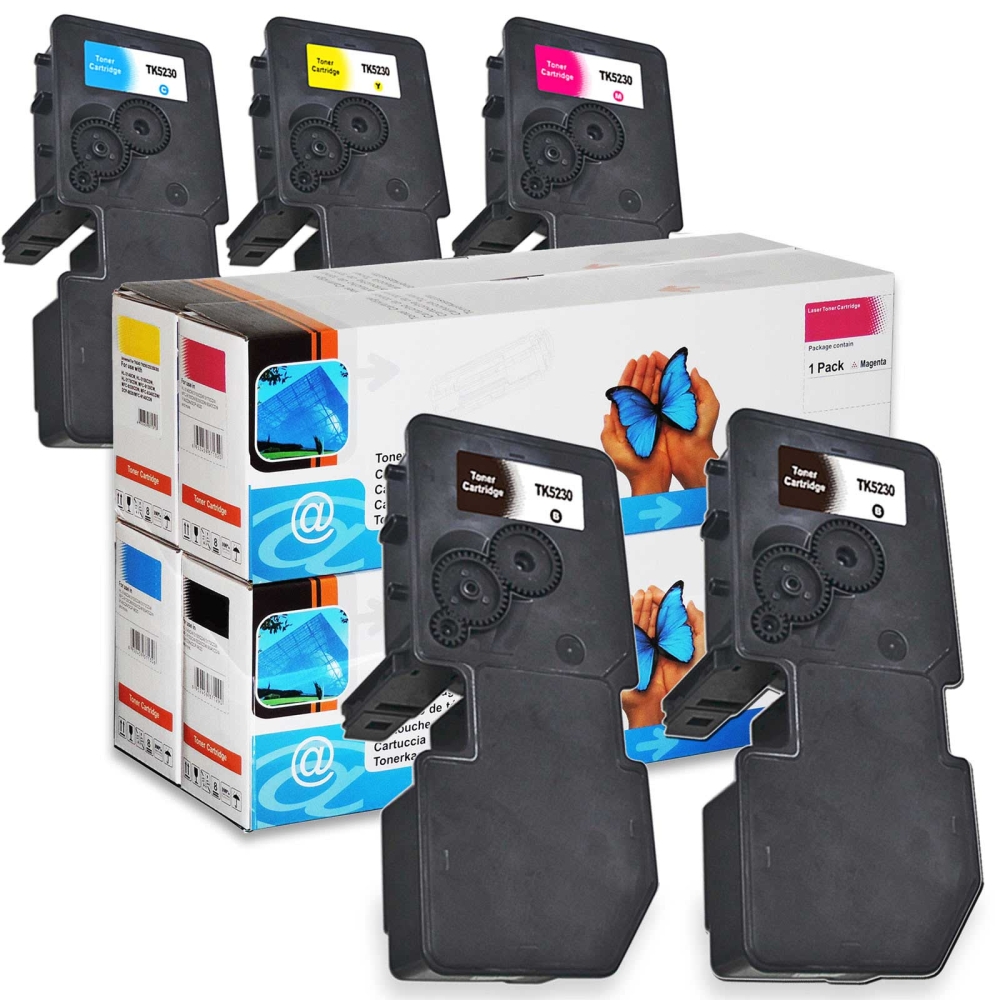 Kompatibel Kyocera TK-5230 BK, TK-5230 C, TK-5230 M, TK-5230 Y Sparset 5 Toner (2x Schwarz + je 1x alle Farben) von D&C