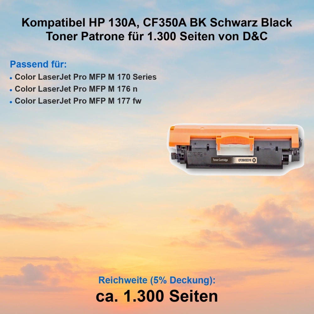 Kompatibel Toner HP Color LaserJet Pro MFP M170 Series, MFP M176n, MFP M177fw (130A, CF350A) Tonerkassette für 1.300 Seiten von D&C