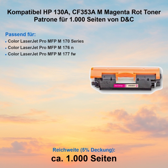 Kompatibel HP 130A, CF353A M Magenta Rot Toner Patrone...