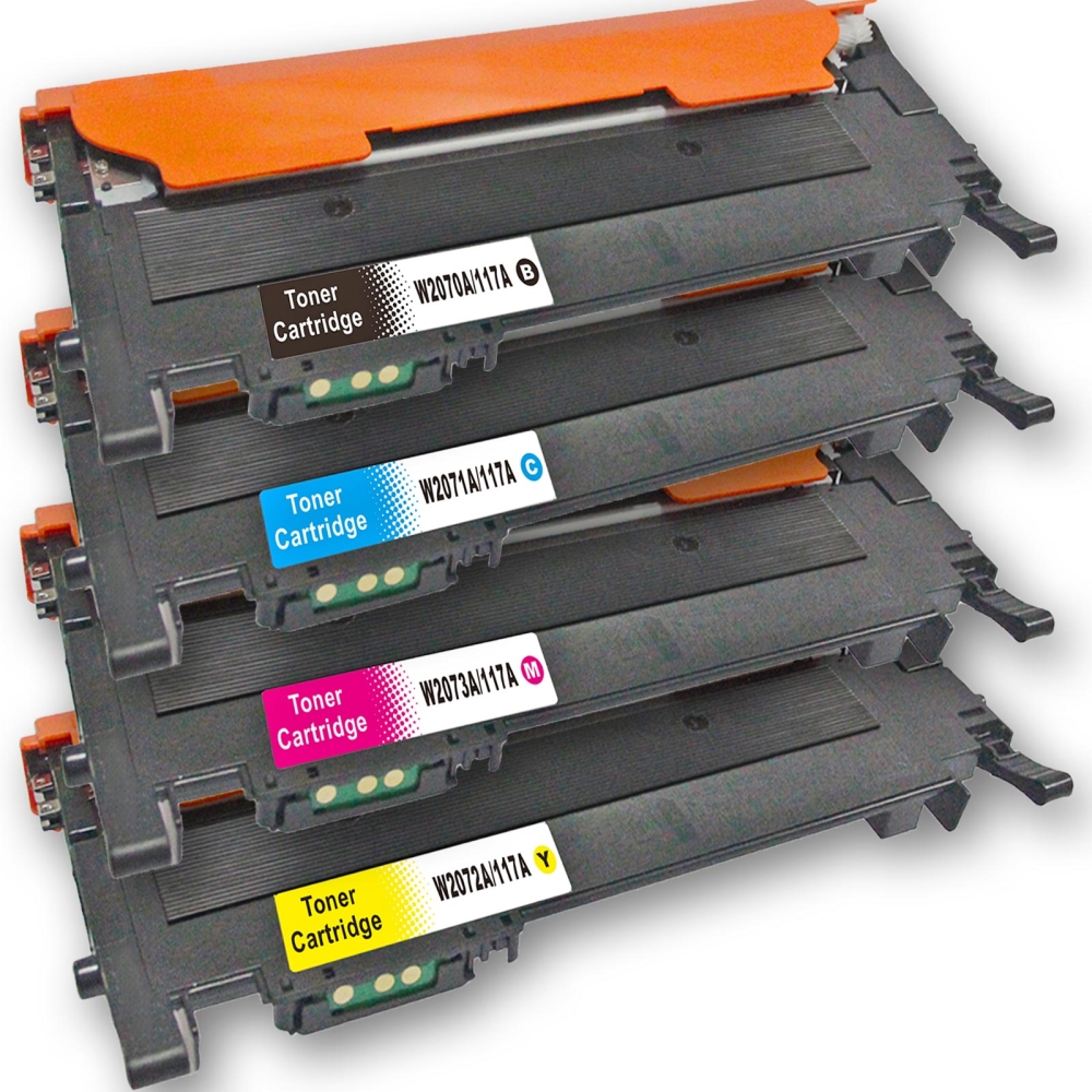 Toner kompatibel HP 117A BK / 117A C / 117A M / 117A Y / W2070A - W2073A Sparset 4 Toner mit Chip alle Farben von D&C