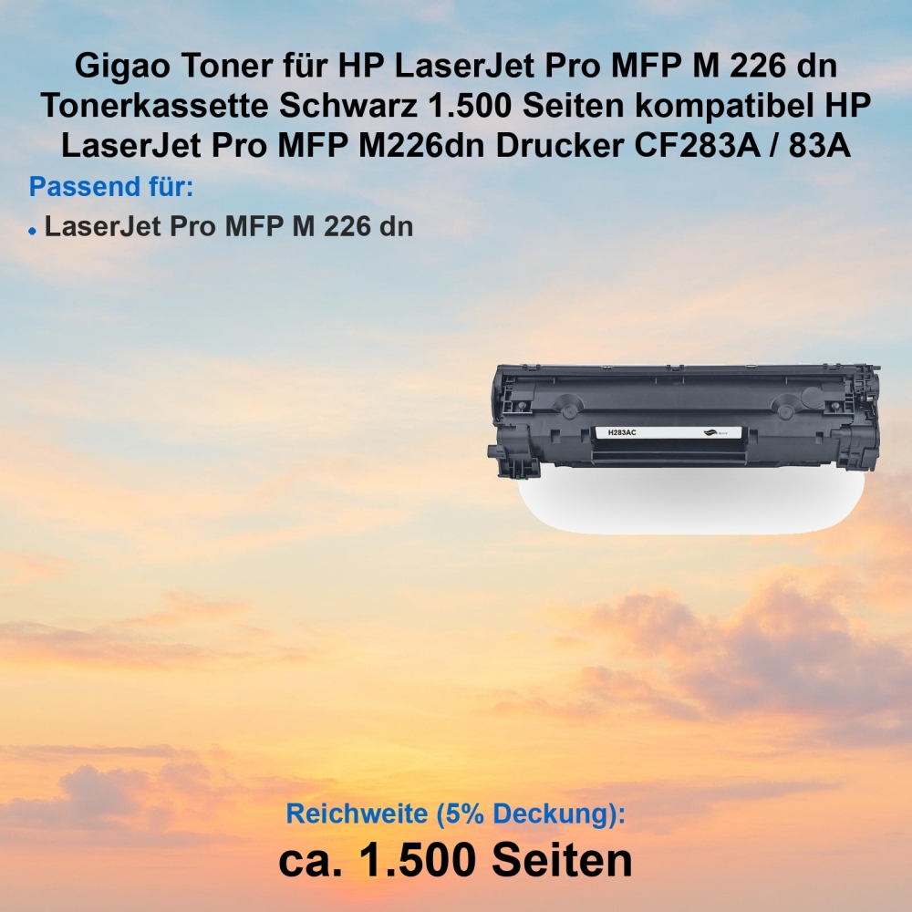 Kompatibel Toner für HP LaserJet Pro MFP M226 dn ersetzt Tonerkassette CF283A/ 83A Reichweite 1500 Seiten