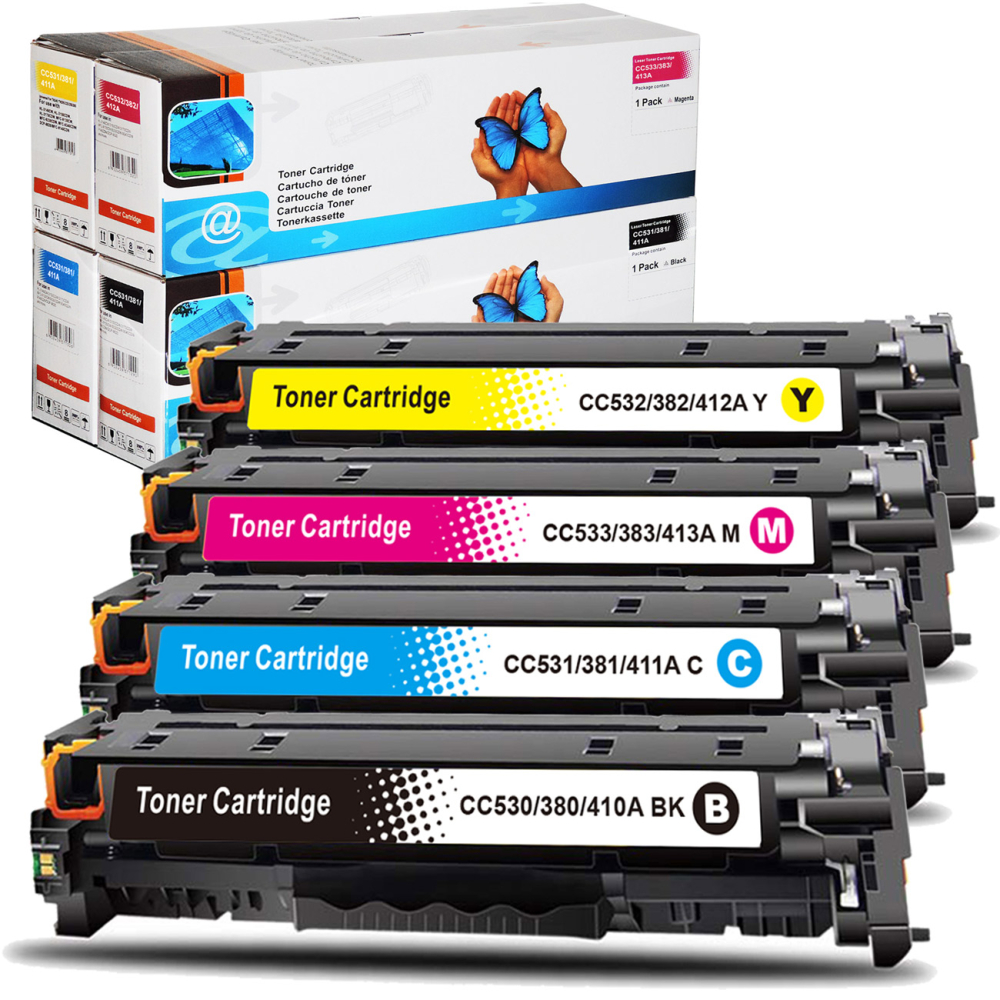 Kompatibel HP 304A, CC530A, CC531A, CC533A, CC532A Sparset 4 Toner alle Farben von Gigao