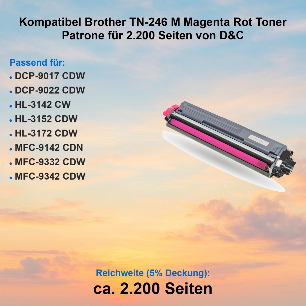 Kompatibel Brother TN-246M Magenta Rot Toner Patrone für 2.200 Seiten von D&C