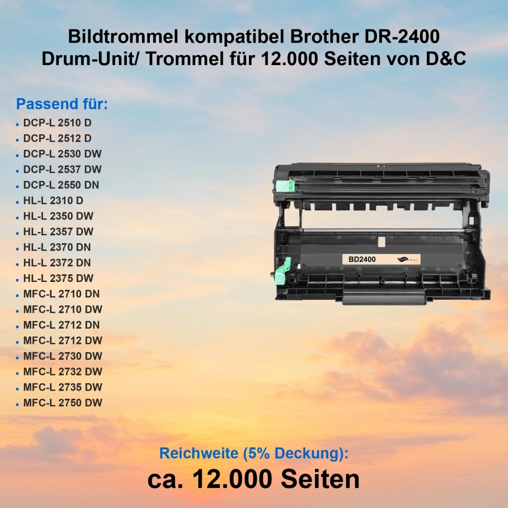Bildtrommel kompatibel Brother DR-2400 Drum-Unit/ Trommel für 12.000 Seiten von D&C