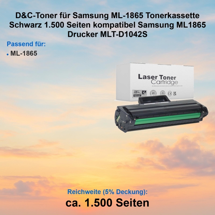Kompatibel Toner Samsung ML-1865 (MLT-D1042S) Schwarz...