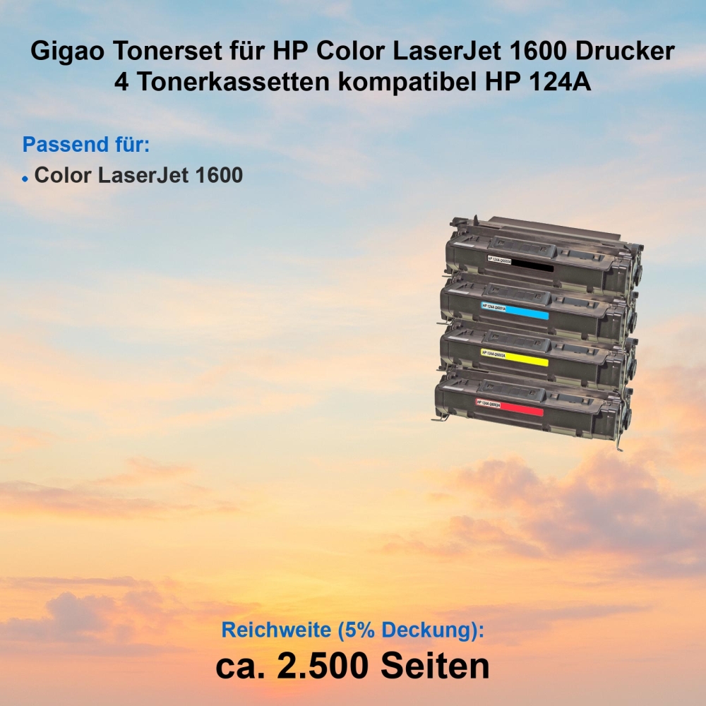 Kompatibel Gigao Tonerset für HP Color LaserJet 1600 Drucker 4 Tonerkassetten kompatibel HP 124A