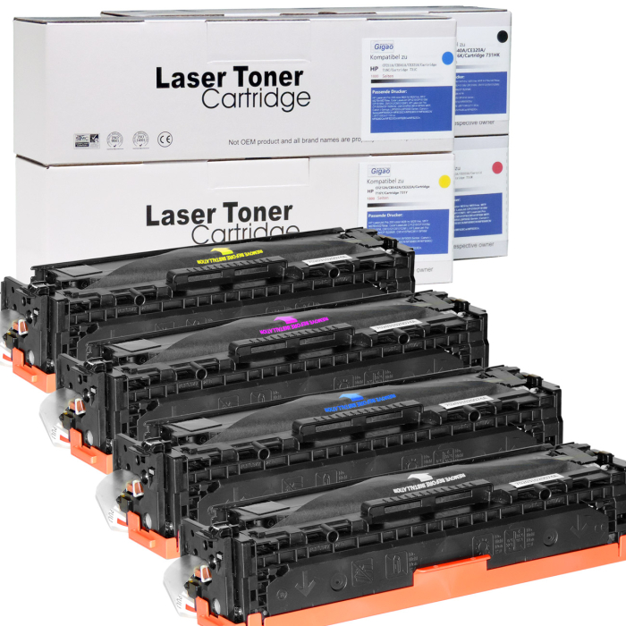 4 Toner Set f&uuml;r HP Color LaserJet CP1215 D&amp;C-Tonerkassetten alle Farben kompatibel HP 125A
