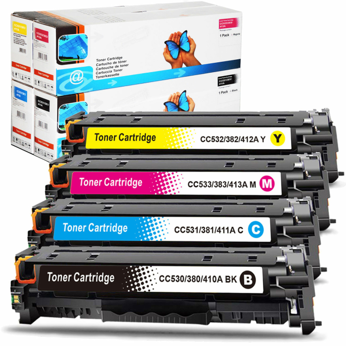 Kompatibel 4er Tonerset f&uuml;r HP Color LaserJet CP2024DN (304A) Tonerkassetten f&uuml;r HP Color LaserJet CP 2024 DN Drucker