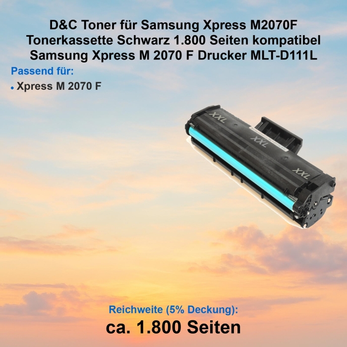 Kompatibel Toner Samsung Xpress M2070F (MLT-D111L) Schwarz Tonerkassette für Samsung Xpress M 2070 F Drucker