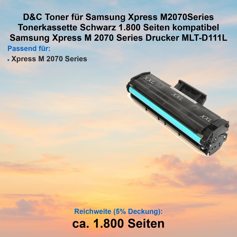 Kompatibel Toner Samsung Xpress M2070Series (MLT-D111L) Schwarz Tonerkassette für Samsung Xpress M 2070 Series Drucker