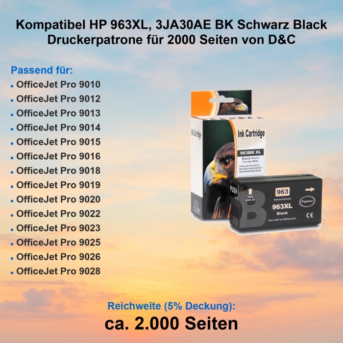 Kompatibel HP 963XL, 3JA30AE BK Schwarz Black...