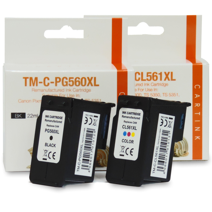 Wiederbefüllt 2er Set Canon PG-560XXL BK + CL-561XXL C Druckerpatronen wiederbefüllt Schwarz + alle Farben von Gigao