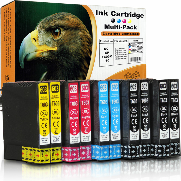 Kompatibel 10er Set Epson Seestern, T03A6, 603XL, C13T03A64010 Druckerpatronen Tinte alle Farben von D&amp;C