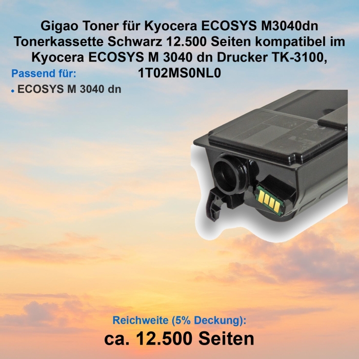Kompatibel Toner Kyocera ECOSYS M3040dn (TK-3100, 1T02MS0NL0) Schwarz Tonerkassette für Kyocera ECOSYS M 3040 dn Drucker