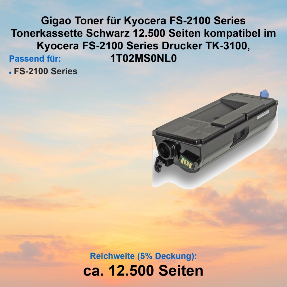 Kompatibel Toner Kyocera FS-2100 Series (TK-3100, 1T02MS0NL0) Schwarz Tonerkassette für Kyocera FS-2100 Series Drucker