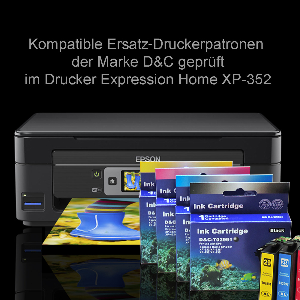 Kompatibel 10er Tintenset für Epson Expression Home XP335 (Erdbeere, 29XL, C13T29964010, T2996) Druckerpatronen für Epson Expression Home XP-335 Drucker