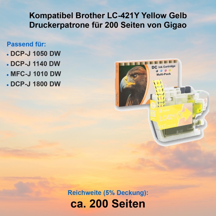 Kompatibel Brother LC-421Y Yellow Gelb Druckerpatrone...