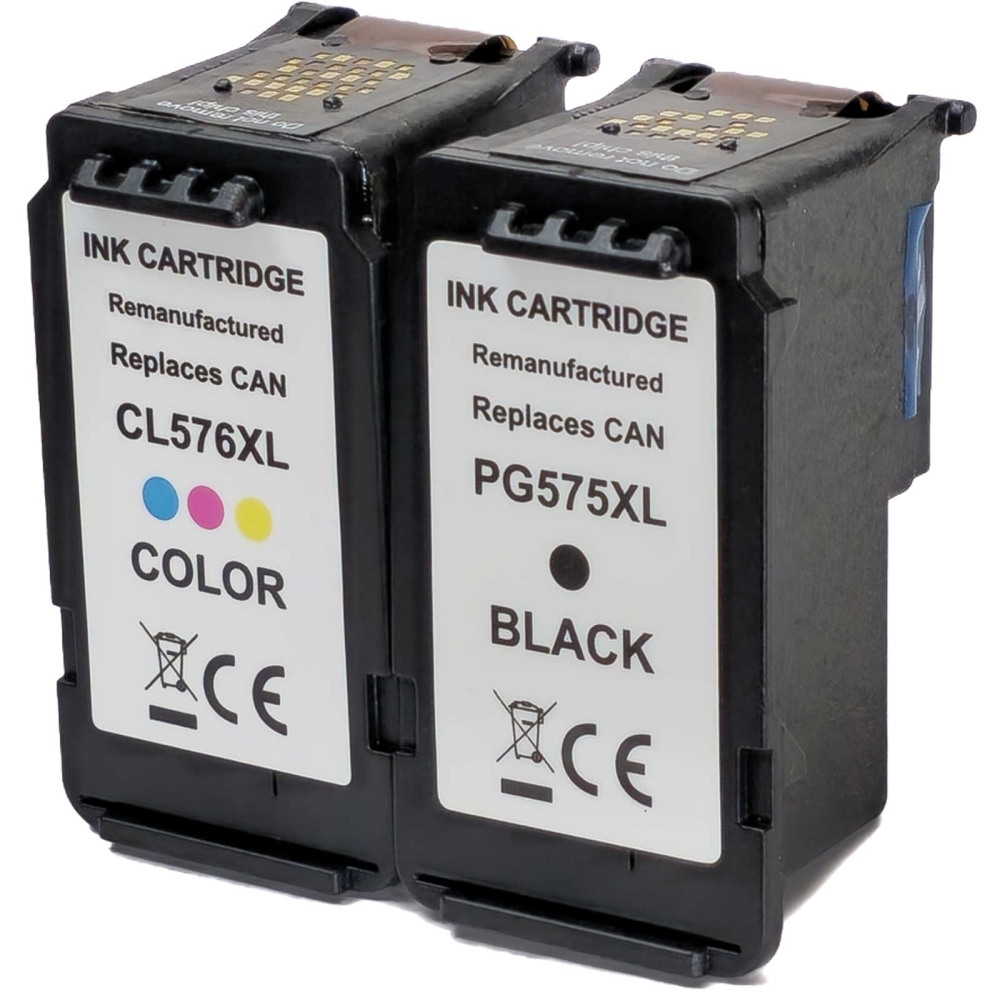Kompatibel 2er Set Canon PG-575XL / 5437C001 + CL-576XL / 5441C001 Druckerpatronen Schwarz + alle Farben von Gigao