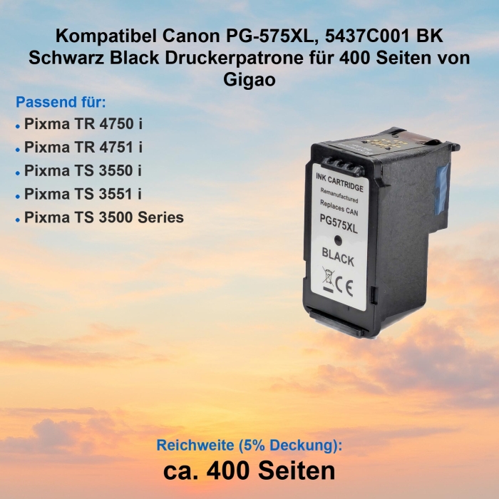 Kompatibel Canon PG-575XL, 5437C001 BK Schwarz Black...