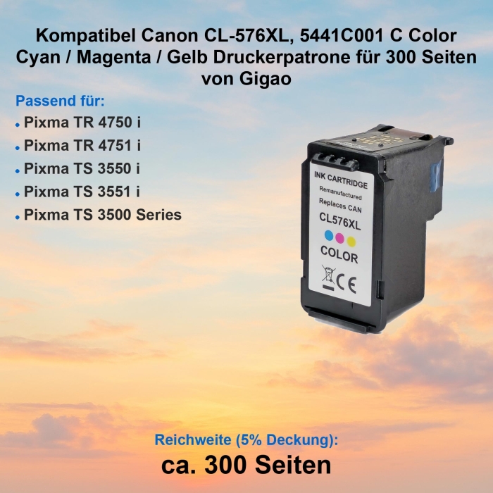 Kompatibel Canon CL-576XL, 5441C001 C Color Cyan /...