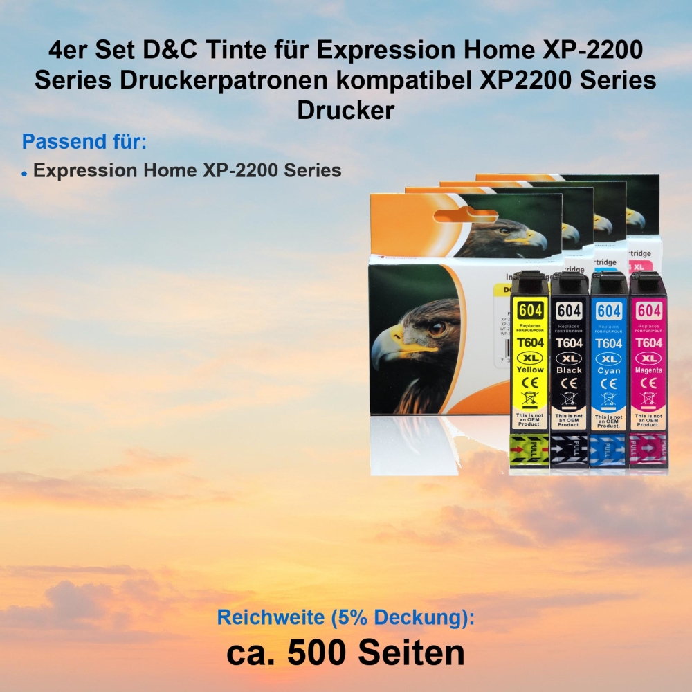 4er Set D&C Tinte für Expression Home XP-2200 Series Druckerpatronen kompatibel XP2200 Series Drucker
