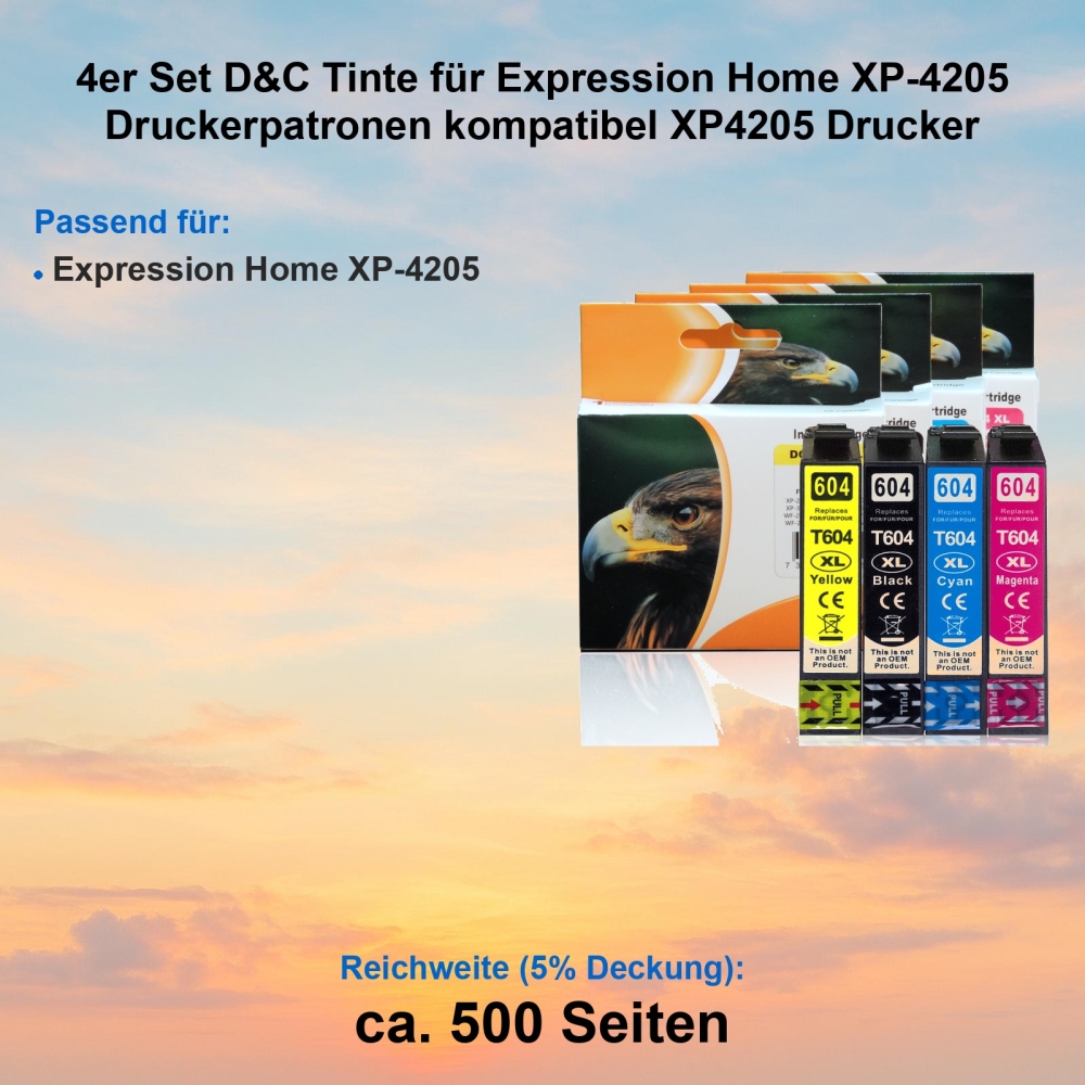 4er Set D&C Tinte für Expression Home XP-4205 Druckerpatronen kompatibel XP4205 Drucker