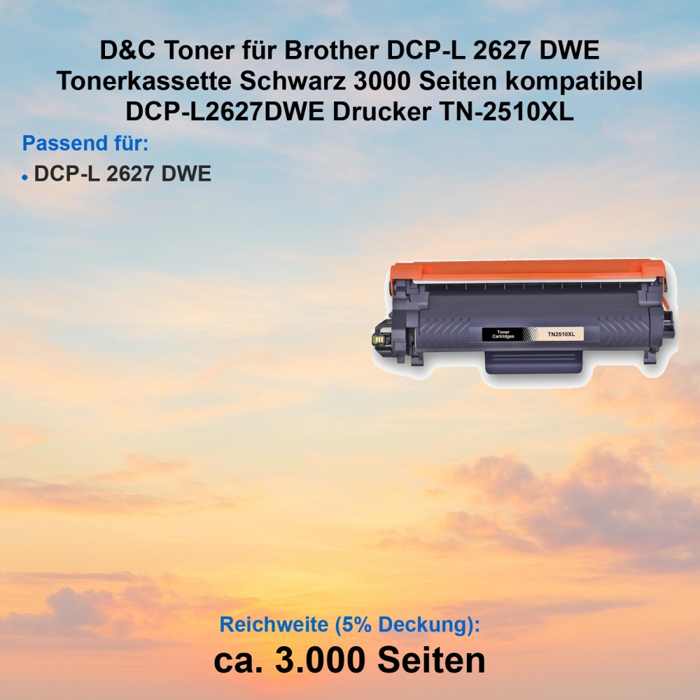Kompatibel Toner Brother DCP-L 2627 DWE (TN-2510XL) Schwarz Tonerkassette für DCP-L2627DWE Drucker