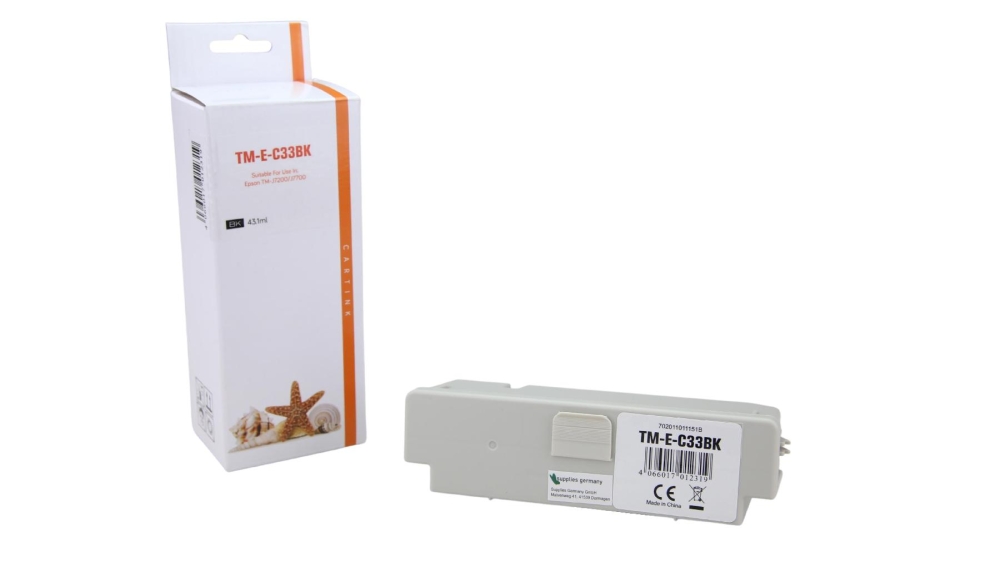 D&C-Patrone kompatibel Epson SJIC33PB(K) 43,1ml Schwarz Black für TM-J7200 TM-J7700 Drucker 1.600 Seiten