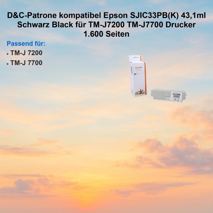 D&C-Patrone kompatibel Epson SJIC33PB(K) 43,1ml...