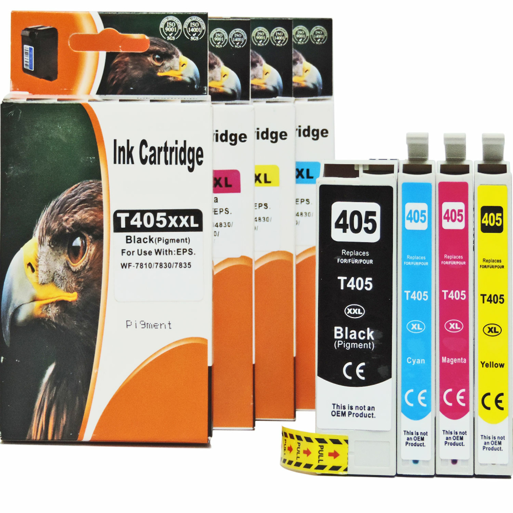 D&C 4er Set 405XXL Kompatible Tintenpatronen für Epson WorkForce Pro WF-7840DTWf