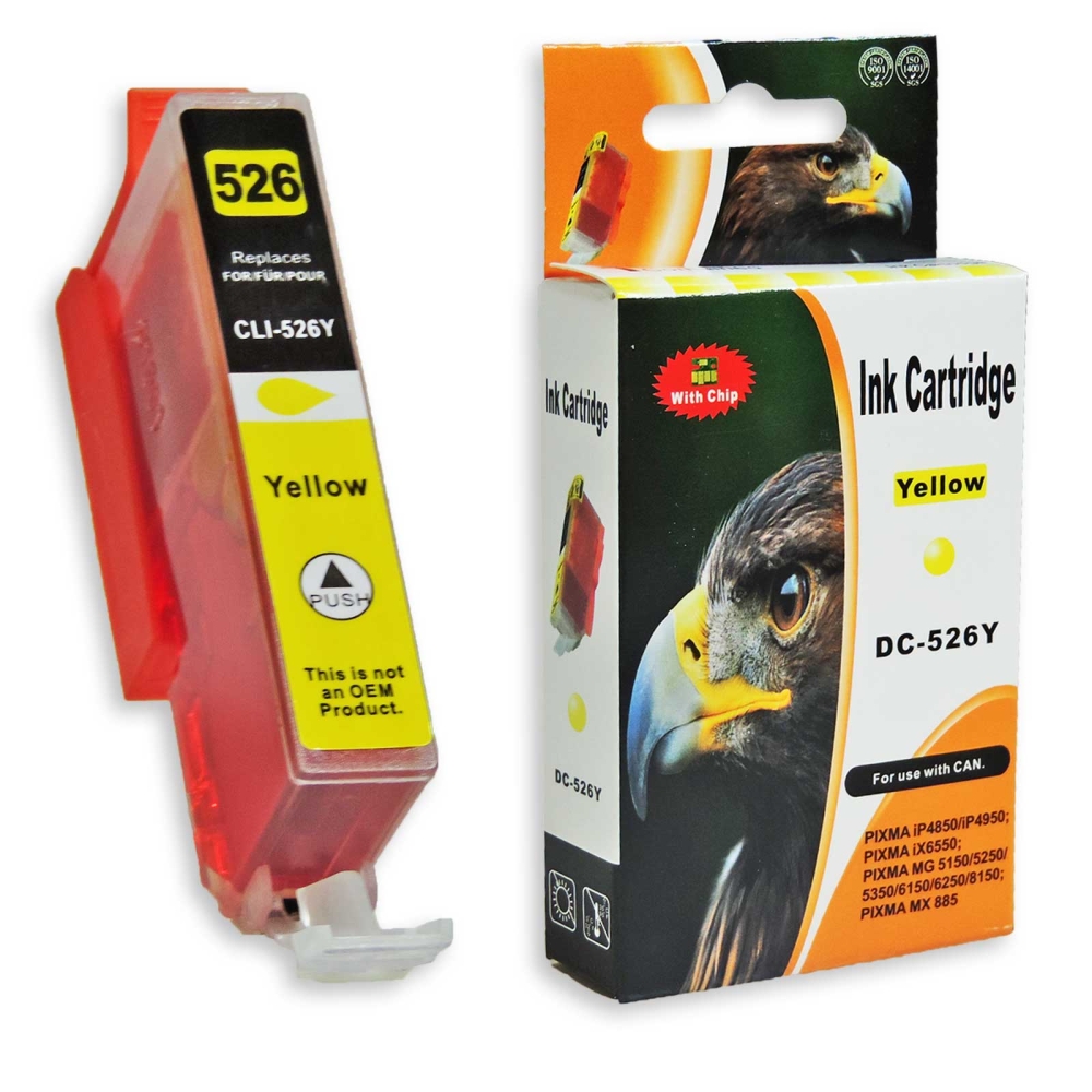 Kompatibel Canon CLI-526, 4543B001 Y Yellow Gelb Druckerpatrone für 650 Seiten von D&C