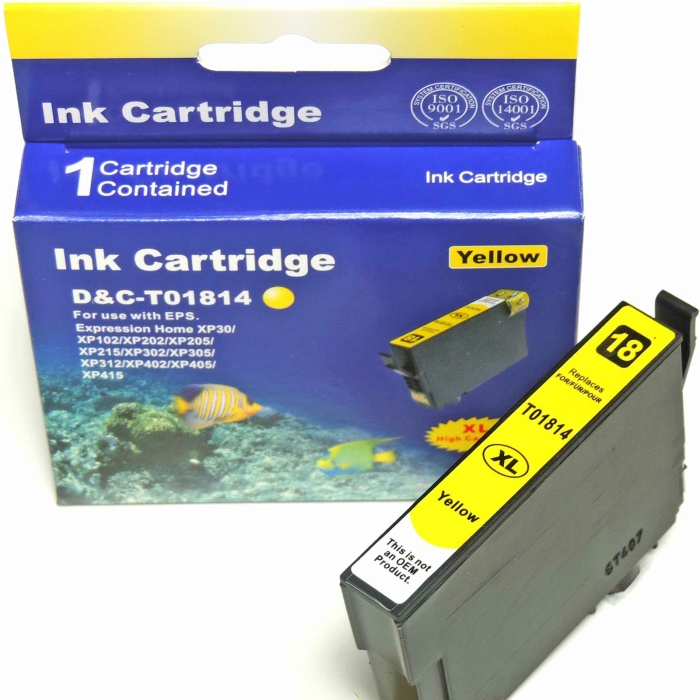 Kompatibel Epson Gänseblümchen, T1814, 18XL, C13T18144010 Y Yellow Gelb Druckerpatrone für 450 Seiten von D&C