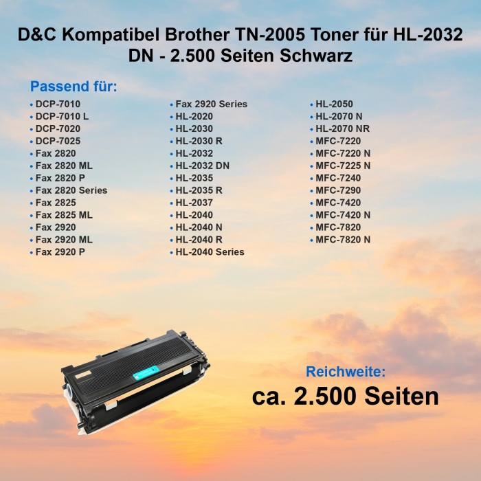 D&C Kompatibel Brother TN-2005 XL Toner für...