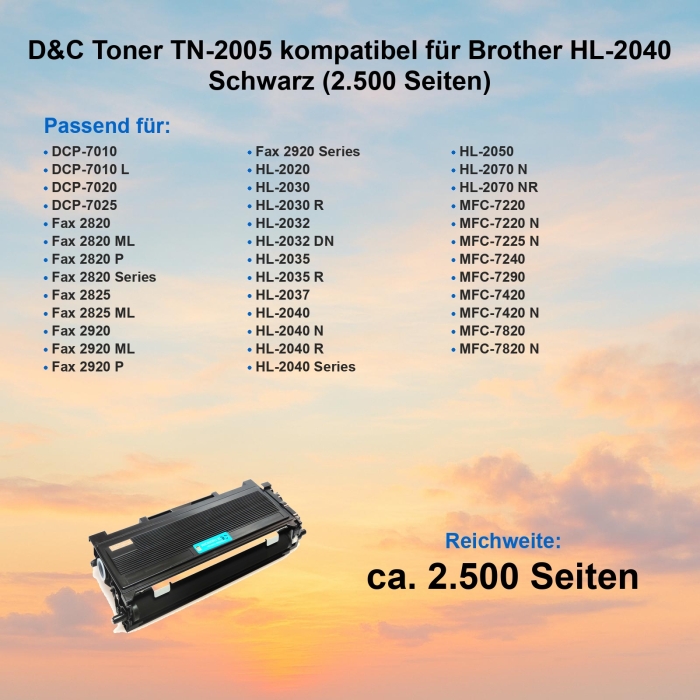 D&C XL Toner TN-2005 kompatibel für Brother...