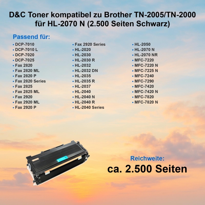 D&C XL Toner kompatibel zu Brother TN-2005/TN-2000...