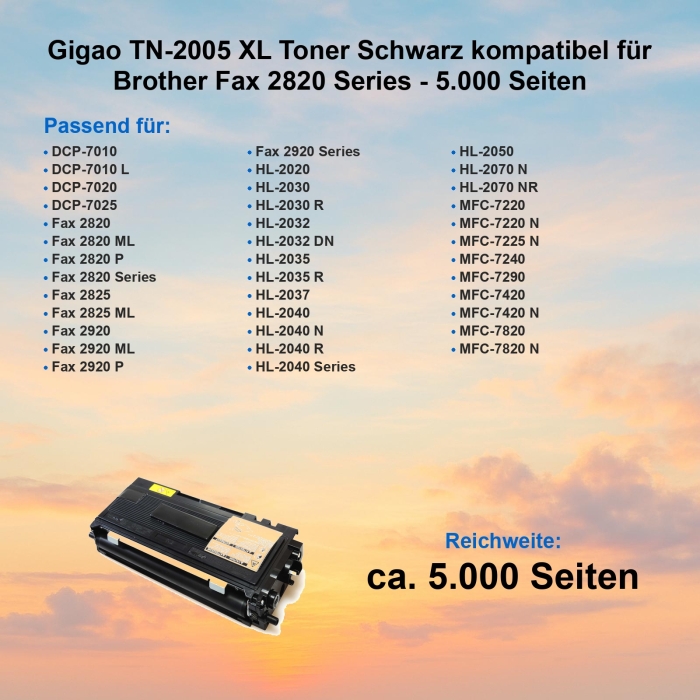 Gigao TN-2005 XXL Toner Schwarz kompatibel für...