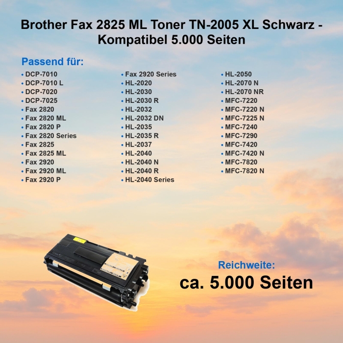 Brother Fax 2825 ML Toner TN-2005 XXL Schwarz -...
