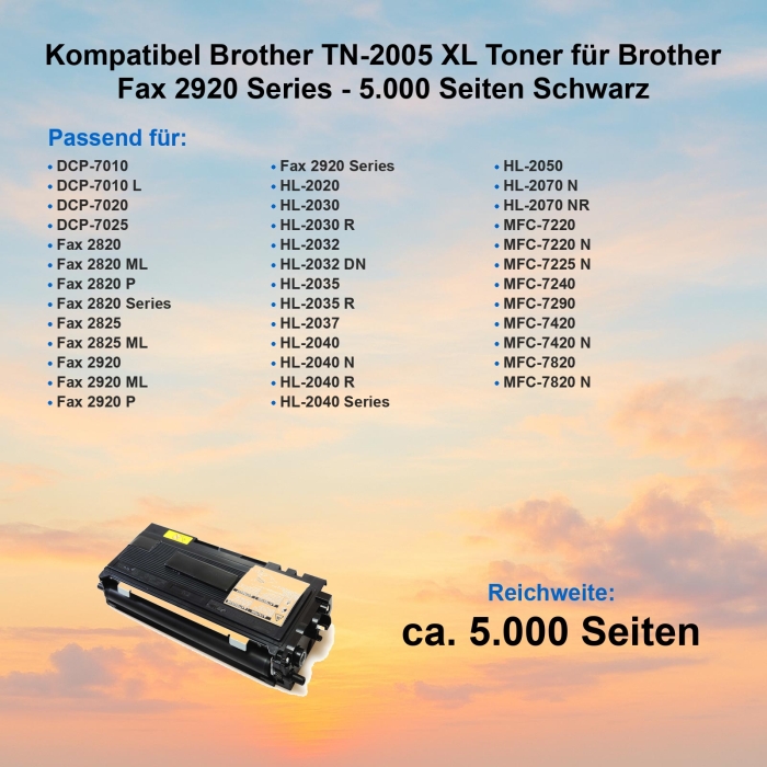 Kompatibel Brother TN-2005 XXL Toner für Brother Fax...