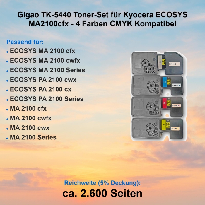 Gigao TK-5440 Toner-Set für Kyocera ECOSYS MA2100cfx - 4 Farben CMYK Kompatibel
