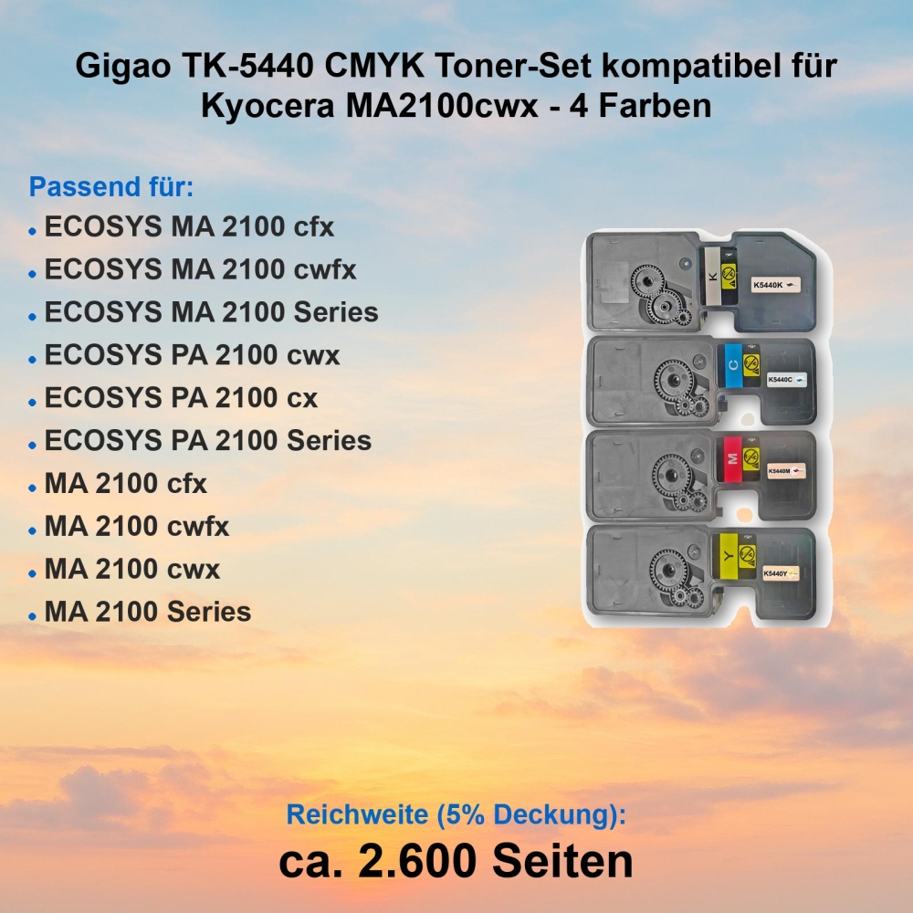 Gigao TK-5440 CMYK Toner-Set kompatibel für Kyocera MA2100cwx - 4 Farben