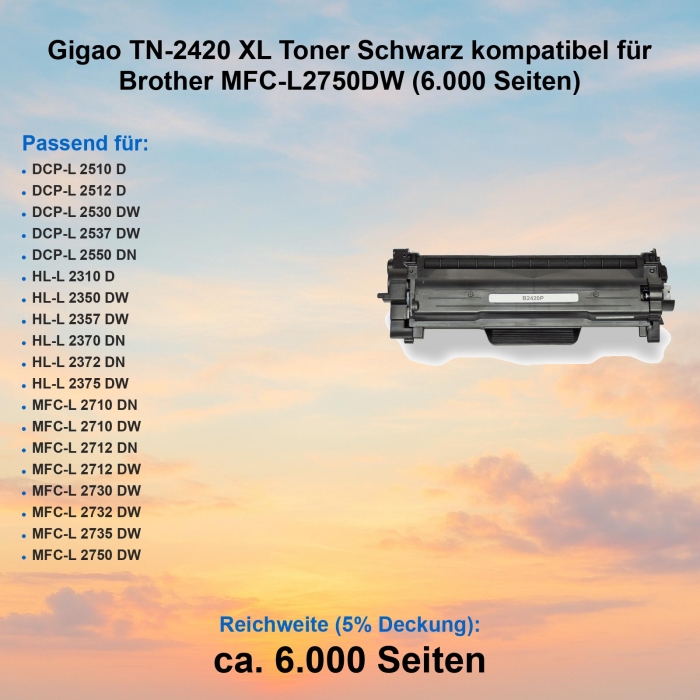 Gigao TN-2420 XL Toner Schwarz kompatibel für...
