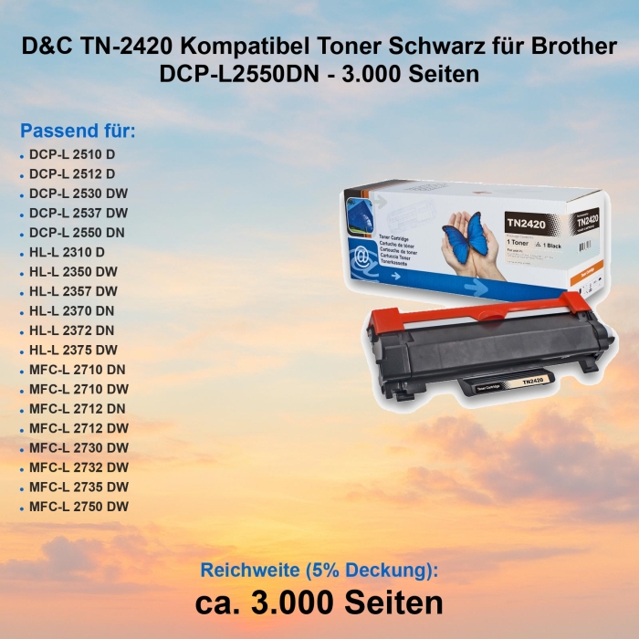 D&C TN-2420 Kompatibel Toner Schwarz für Brother...