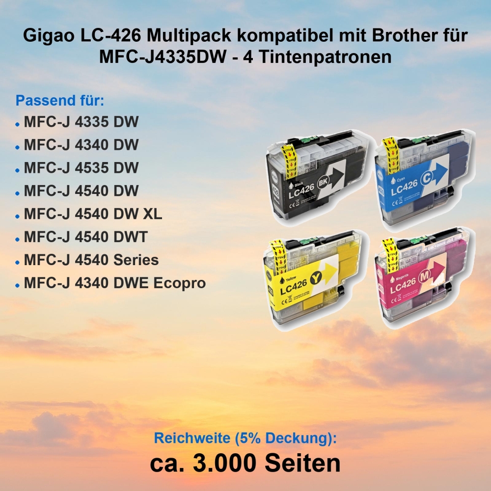 Gigao LC-426 Multipack kompatibel mit Brother für MFC-J4335DW - 4 Tintenpatronen