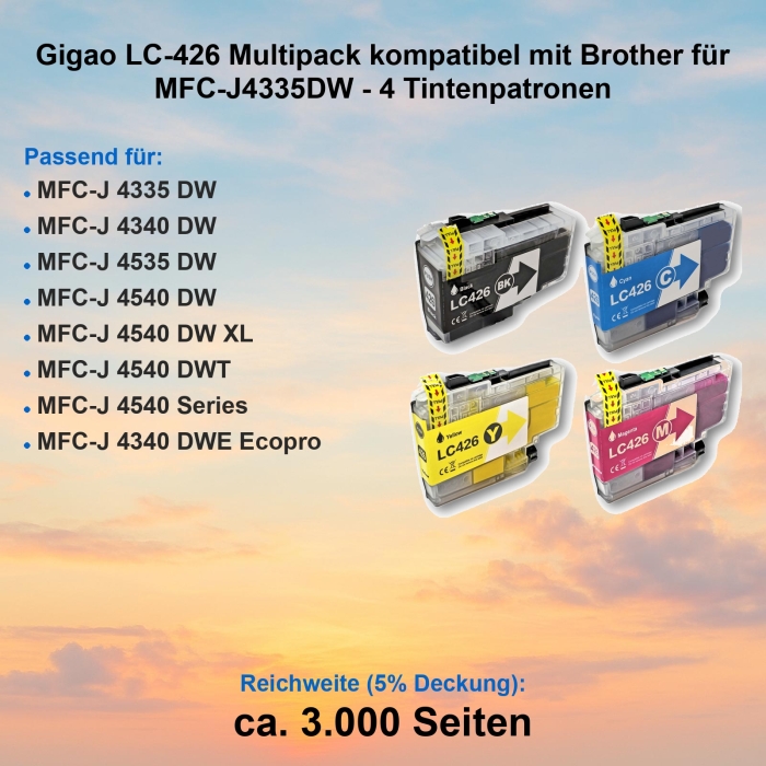 Gigao LC-426 Multipack kompatibel mit Brother für MFC-J4335DW - 4 Tintenpatronen