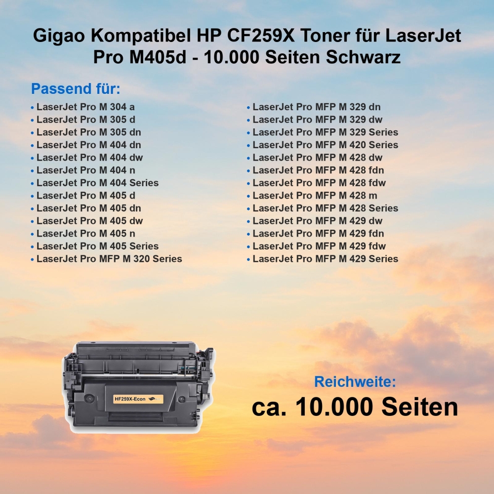 Gigao Kompatibel HP CF259X Toner für LaserJet Pro M405d - 10.000 Seiten Schwarz