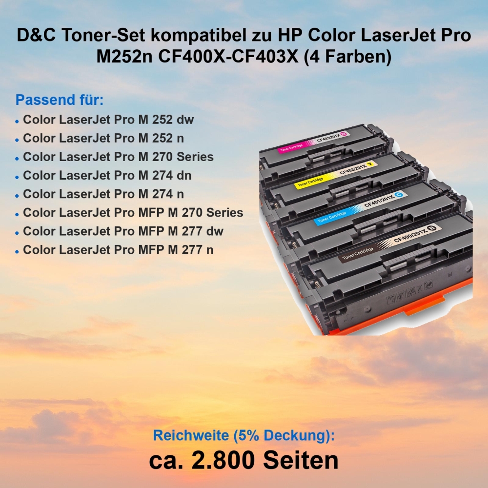 D&C Toner-Set kompatibel zu HP Color LaserJet Pro M252n CF400X-CF403X (4 Farben)