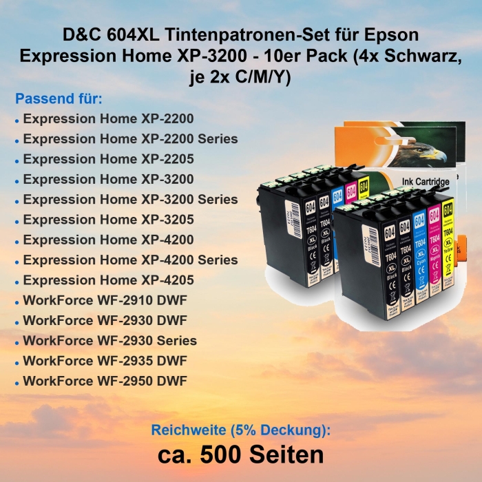 D&C 604XL Tintenpatronen-Set für Epson...